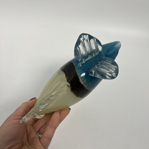 Art Blown Glass Fish Sculpture Statue Large Multi Color Heavy Unmarked - Picture 6 of 10